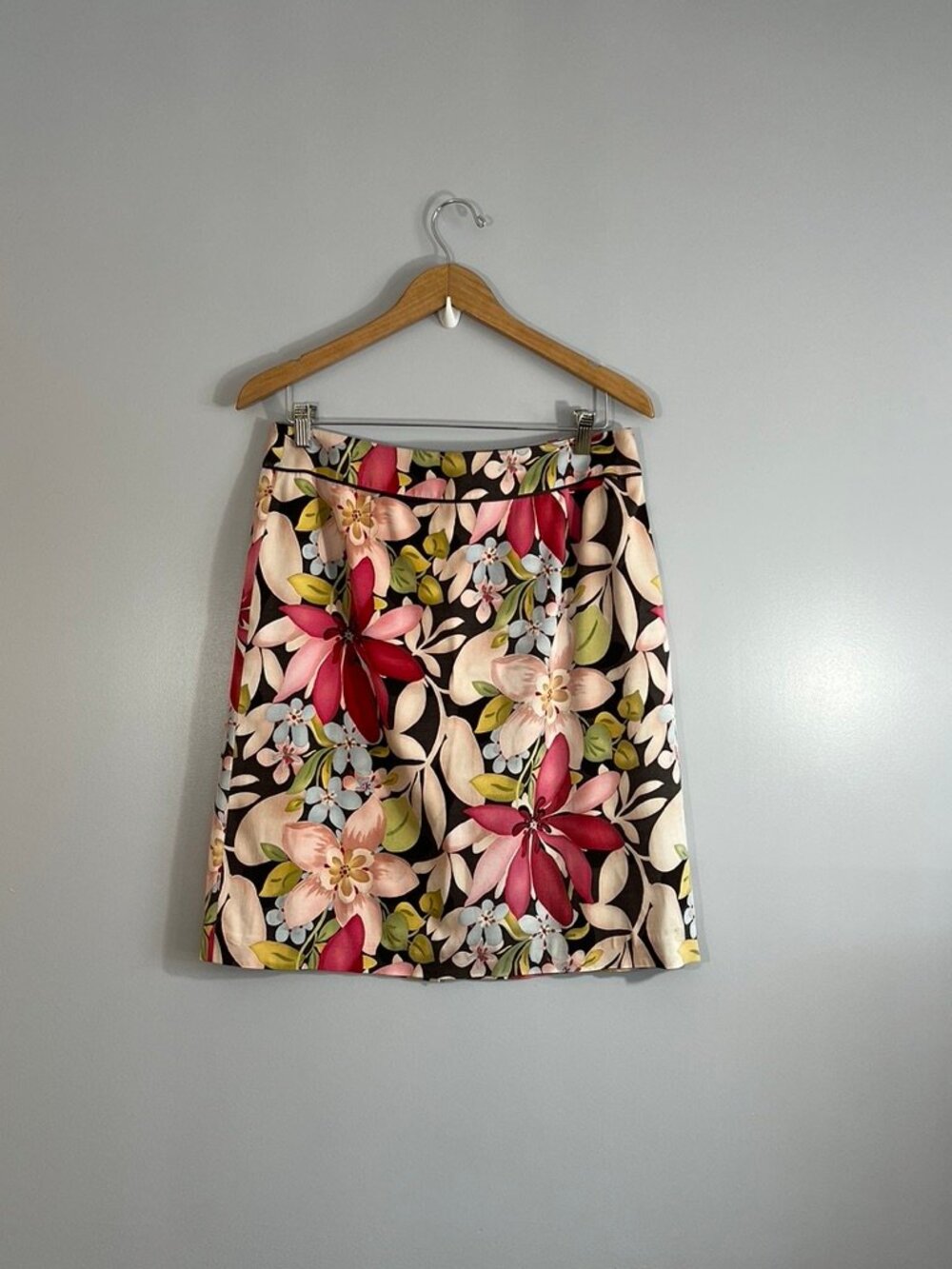 Talbots Silk Cotton Blend Floral A-Line Knee-Length Skirt